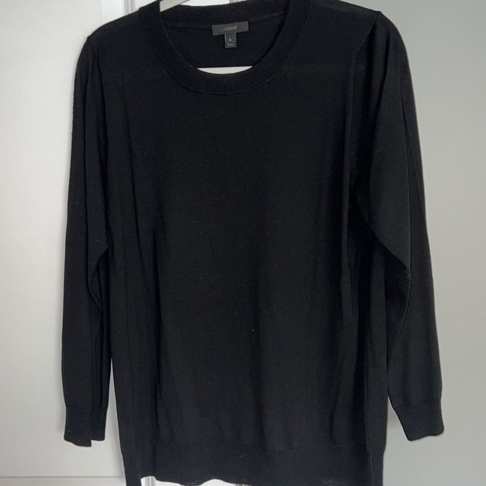 J. Crew Tippi Merino Wool Crewneck Sweater Black Size XL
